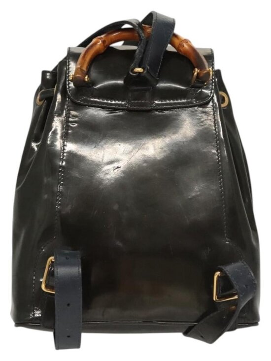 GUCCI Bamboo Backpack Enamel Navy Gold 003 2058 0030 Auth bs26080 main image 11